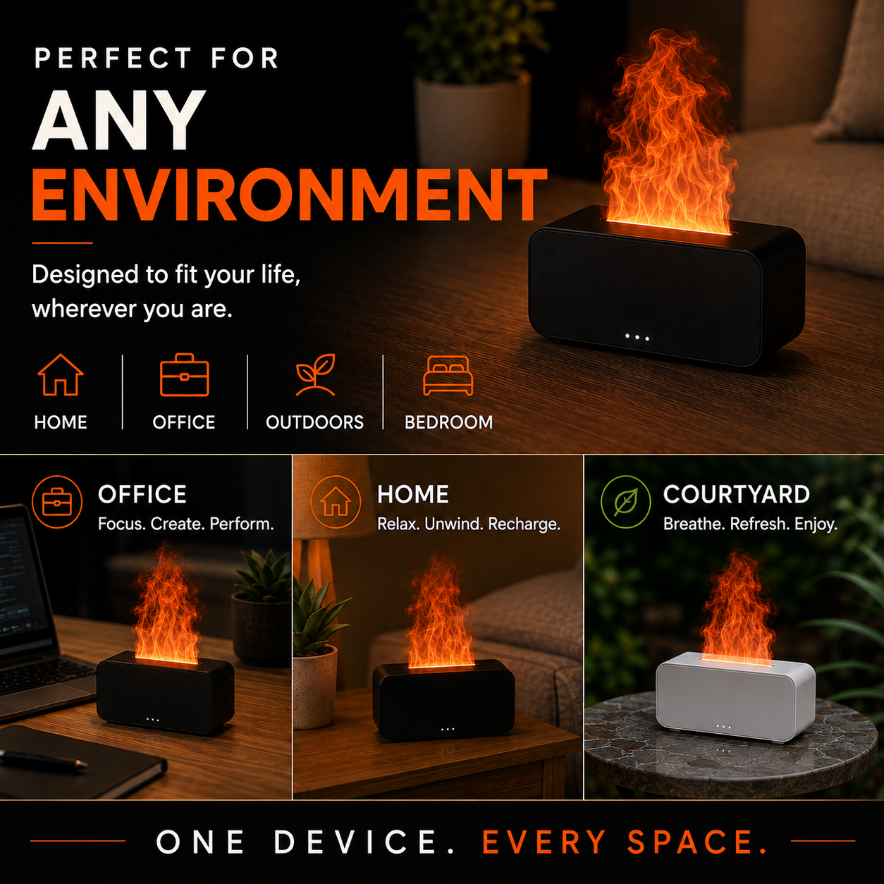 Flame Aroma Diffuser: USB Powered Aromatherapy & Humidifier in One